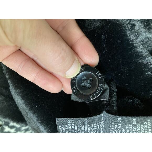 Ike Behar Hooded Houndstooth Coat Black White Fur lining Size Small Fleece - Picture 8 of 8